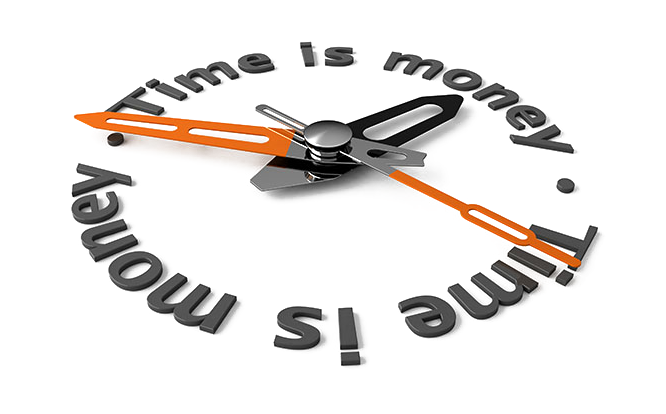 Clipart of Clock Wherein the Face Reads "Time Is Money"